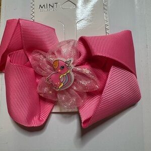New MINT unicorn hair bow- dark pink